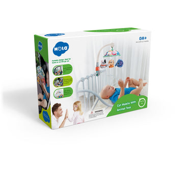 Carusel cu animăluțe de pluș pentru patul bebelușilor, Hola Toys, 0-1 an